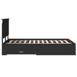 Bed Frame with Headboard Black 135 x 190 cm Engineered Wood 3409659