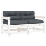Garden Chairs with Cushions 2 pcs White Solid Wood Pine 825591
