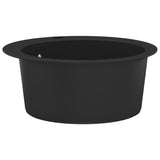 ZNTS Granite Kitchen Sink Single Basin Round Black 142956