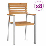Garden Chair 8 pcs Solid Teak Wood and Stainless Steel 3334850