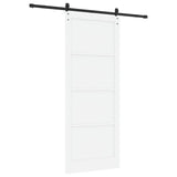 Sliding Door 93 x 232 cm Engineered Wood White and Black 3449915