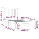 Bed Frame without Mattress Solid Wood Pine 90x190 cm Single Single 3105125