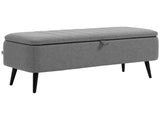 Storage Ottoman with Flip Top, Rectangular Upholstered Bench, Linen Feel Fabric Footstool with Steel T3398P328312