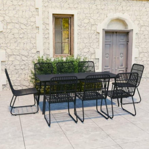 ZNTS 9 Piece Outdoor Dining Set Poly Rattan and Glass 3060248