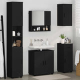 Bathroom Furniture Set 5 pcs Black Engineered wood & Metal 3392994