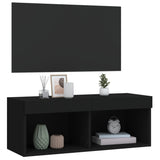 TV Cabinet with LED Lights Black 80x30x30 cm 837143