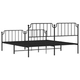 Metal Bed Frame without Mattress with Footboard Black 183x213cm 373910