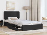Storage Bed with Headboard Black 75 x 190 cm Engineered Wood 3412736
