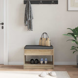 Hall Bench with Cushion with Shelf Sonoma Oak 63 x 38 x 45 cm 891570
