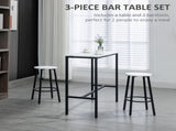 Three-Piece Marble-Effect Bar Table Set - White/Black T3398P329533