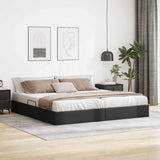 Storage Bed with Mattress Black 200 x 200 cm Faux leather 3369961