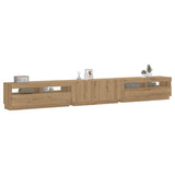 TV Cabinet with LED Lights Artisan Oak 300x35x40 cm Engineered Wood 3329170