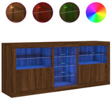 Sideboard with LED Lights Brown Oak 162x37x67 cm 3209036