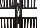 Room Divider 3 Panels Black Poly Rattan 365372