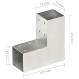 Post Connectors 4 pcs L Shape Galvanised Metal 71x71 mm 145454