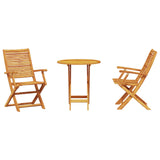 Folding Bistro Set Folding 3 pcs Brown Solid Acacia Wood 3375695