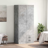 Wardrobe Concrete Grey Engineered Wood Compact Wardrobe 800643