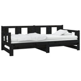 Pull-out Day Bed without Mattress Black Solid Wood Pine 2x cm 820296