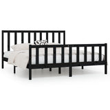 Bed Frame without Mattress Black 200x200 cm Solid Wood 3106857