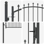 Fence Gate with Spikes Grey 100 x 100 cm Powder-coated steel 42009017