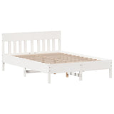 Bed Frame without Mattress White 135x190 cm Double Solid Wood Pine 842667