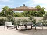 Cantilever Garden Parasol with LED Lights and Steel Pole 300 cm Taupe 44522