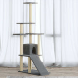 Cat Tree with Sisal Scratching Posts Light Grey 155 cm 171516