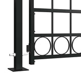 Fence Gate ASSEN with Arched Top and 2 Posts 105x170 cm Black 145751