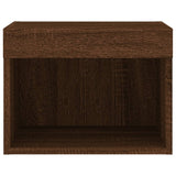 ZNTS Bedside Cabinets with LED Lights Wall-mounted 2 pcs Brown Oak 837126