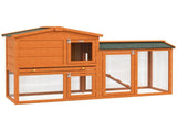 Two-Tier Rabbit Hutch with Run, Ramp, Slide-Out Tray, for Garden - Orange T3398P350012