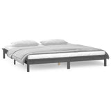 LED Bed Frame without Mattress Grey 120x190 cm Small Double Solid Wood 820643