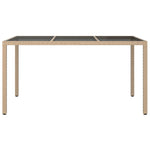 Garden Table 150x90x75 cm Tempered Glass and Poly Rattan Beige 316710