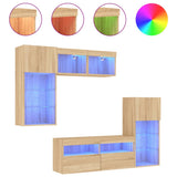 5 Piece TV Wall Units with LED Sonoma Oak Engineered Wood 3216727