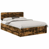 Bed Frame with Drawer Smoked Oak 150 x 200 cm Engineered Wood 3412175
