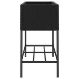 Garden Planters with Shelf 2 pcs Black 90x40x75 cm Poly Rattan 3210507