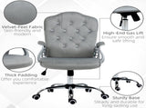 Velvet-Feel Work Chair, with Diamante Back - Grey T3398P377452