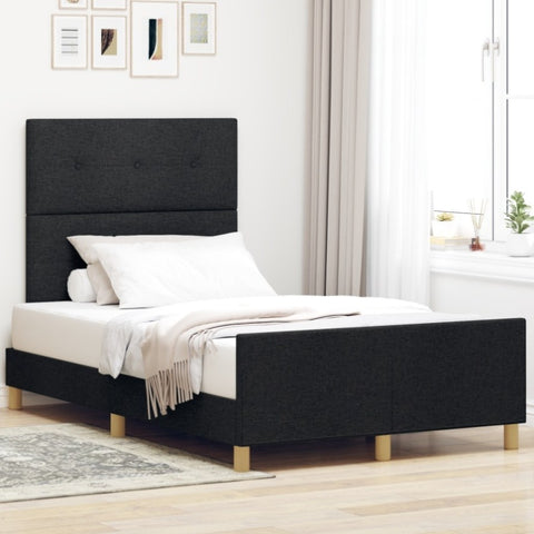 ZNTS Bed Frame Black 120x200 cm Fabric 3344720