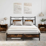 Bed Frame without Mattress Smoked Oak 140x190 cm Engineered Wood 4106890