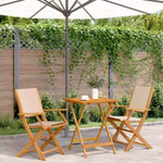 ZNTS 3 Piece Bistro Set Beige Fabric and Solid Wood 3281811