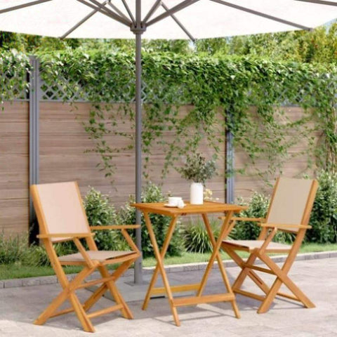 ZNTS 3 Piece Bistro Set Beige Fabric and Solid Wood 3281811