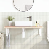 Basin Shelf Wall Mounted Steel and Solid Wood Beech 3302436