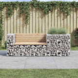 Garden Bench With Gabion Basket Natural Pine, Silver 3196242
