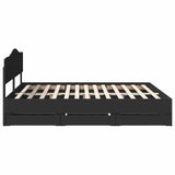 Bed Frame with Drawer Black 200 x 200 cm Engineer Wood 3412971