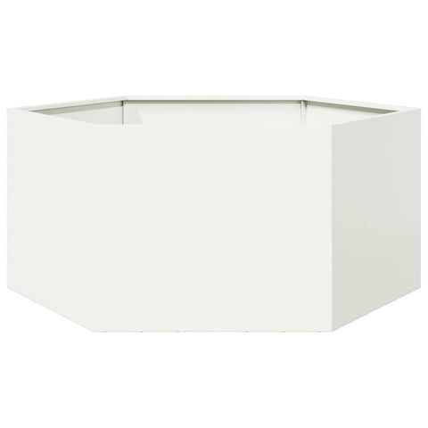 ZNTS Garden Planter White Hexagon 104x90x45 cm Steel 851130