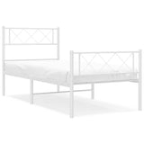 Metal Bed Frame without Mattress with Footboard White 100x190cm 372338
