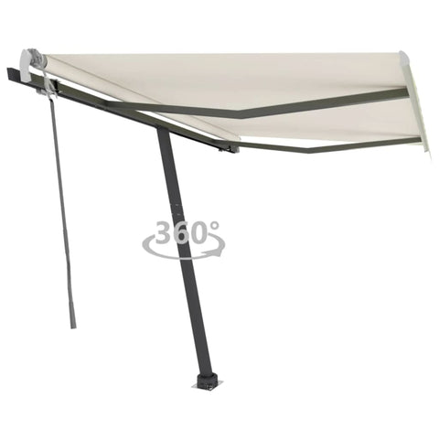 ZNTS Freestanding Manual Retractable Awning 300x250 cm Cream 3069697