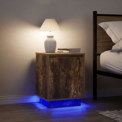 ZNTS Bedside Cabinets with LED Lights 2 pcs Smoked Oak 38x34x50 cm 861274