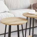 ZNTS Side Table Set - 2 Pieces in Sonoma Oak with Metal 869703
