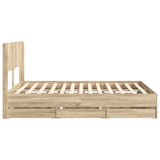 Bed Frame with Storage and Headboard Sonoma Oak 140 x 200 cm 3414301