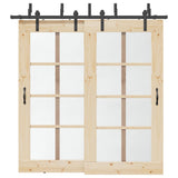 Sliding Door Hardware Kit 213,5 cm Steel Black 3295724